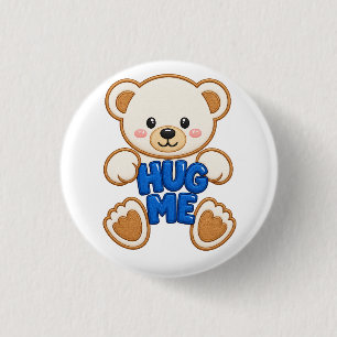 Chapa Redonda De 2,5 Cm Oso de peluche lindo Abrazo Estilo Bordado Oso Lin