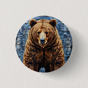 Chapa Redonda De 2,5 Cm Oso grizzly