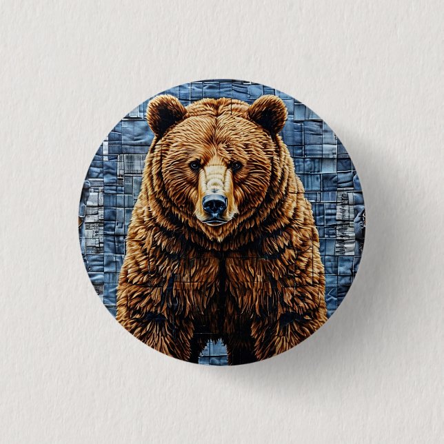 Chapa Redonda De 2,5 Cm Oso grizzly (Anverso)