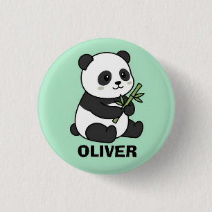 Chapa Redonda De 2,5 Cm Oso Panda Personalizado con Bambú para Niños 