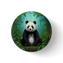 Oso panda sentado en un claro de la selva
