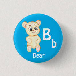 Chapa Redonda De 2,5 Cm Oso personaliza ABC: Letra B - Agrega tu nombre