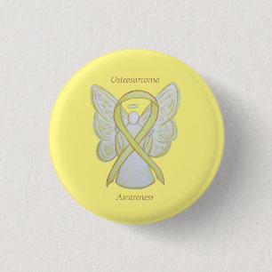 Chapa Redonda De 2,5 Cm Osteosarcoma Amarillo de la Cinta de la Cinta Ange