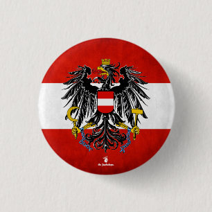 Chapa Redonda De 2,5 Cm " Österreich: 1918/heute - Flagge mit Wappen...