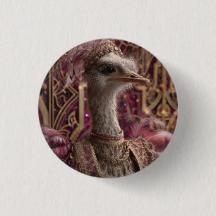 Chapa Redonda De 2,5 Cm Ostrich en el vestido y corona real de Ornate
