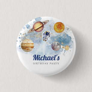 Chapa Redonda De 2,5 Cm Outer Space Rocket Planets Galaxy Button