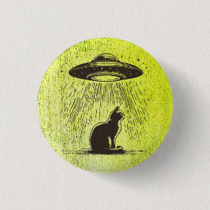 Chapa Redonda De 2,5 Cm OVNI de gato Alien