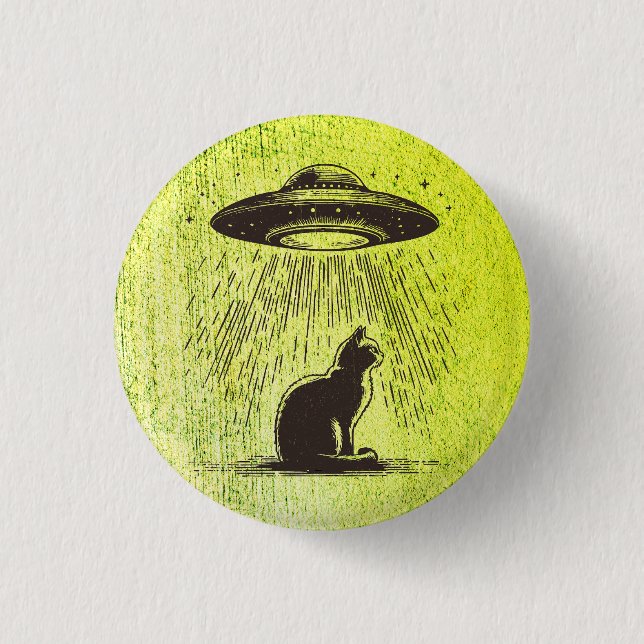 Chapa Redonda De 2,5 Cm OVNI de gato Alien (Anverso)