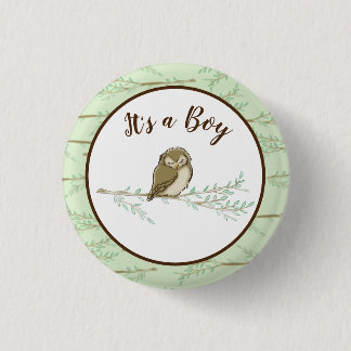 Chapa Redonda De 2,5 Cm Owl Baby Shower Woodland