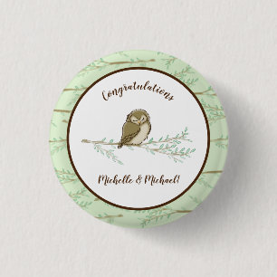 Chapa Redonda De 2,5 Cm Owl Baby Shower Woodland