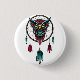 Chapa Redonda De 2,5 Cm Owl dreamcatcher.