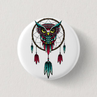 Chapa Redonda De 2,5 Cm Owl dreamcatcher.