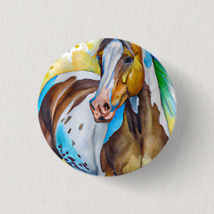 Chapa Redonda De 2,5 Cm Paint Horse Watercolor
