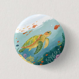 Chapa Redonda De 2,5 Cm Painting Turtle