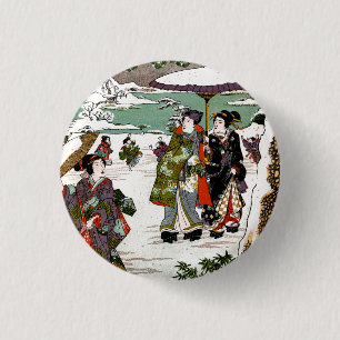 Chapa Redonda De 2,5 Cm Paisaje de nieve japonés