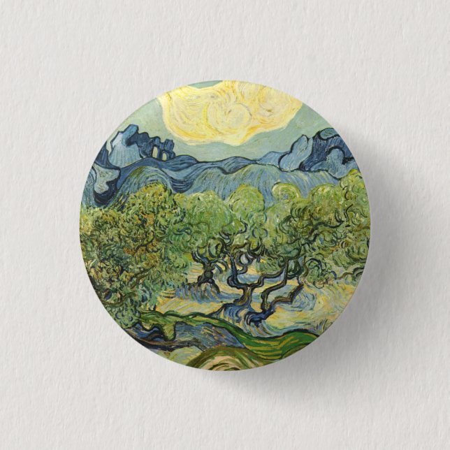 Chapa Redonda De 2,5 Cm Paisaje de Olive Vincent Willem van Gogh (Anverso)