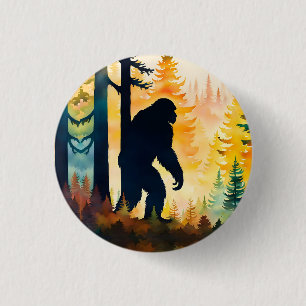 Chapa Redonda De 2,5 Cm Paisaje otoñal de Sasquatch al atardecer