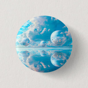 Chapa Redonda De 2,5 Cm Paisaje surrealista del cielo soñado