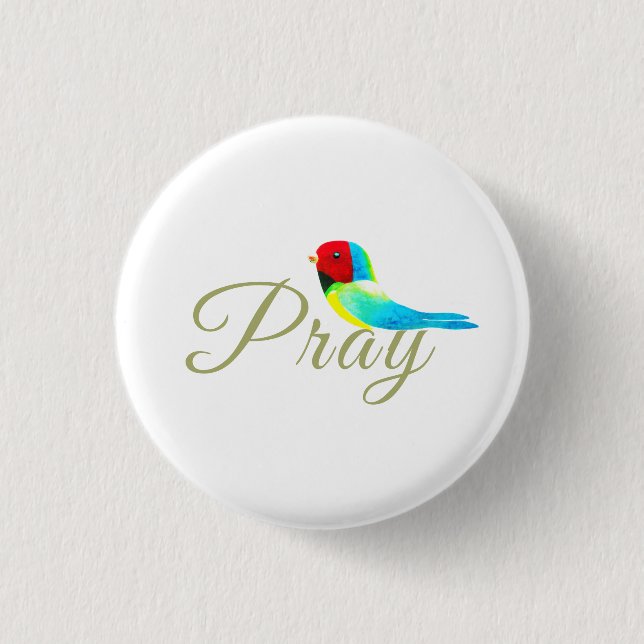 Chapa Redonda De 2,5 Cm Pajarito de oración (Anverso)