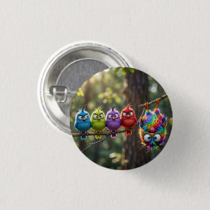 Chapa Redonda De 2,5 Cm Pajaritos Esponjosos Coloridos