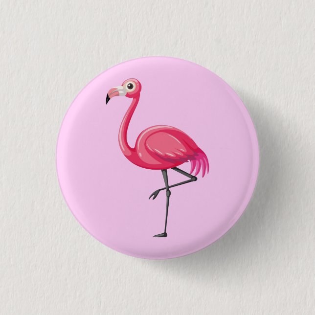 Chapa Redonda De 2,5 Cm Pájaro Flamingo Rosa-89686 (Anverso)
