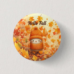 Chapa Redonda De 2,5 Cm Pájaro lindo de otoño vestido para otoño