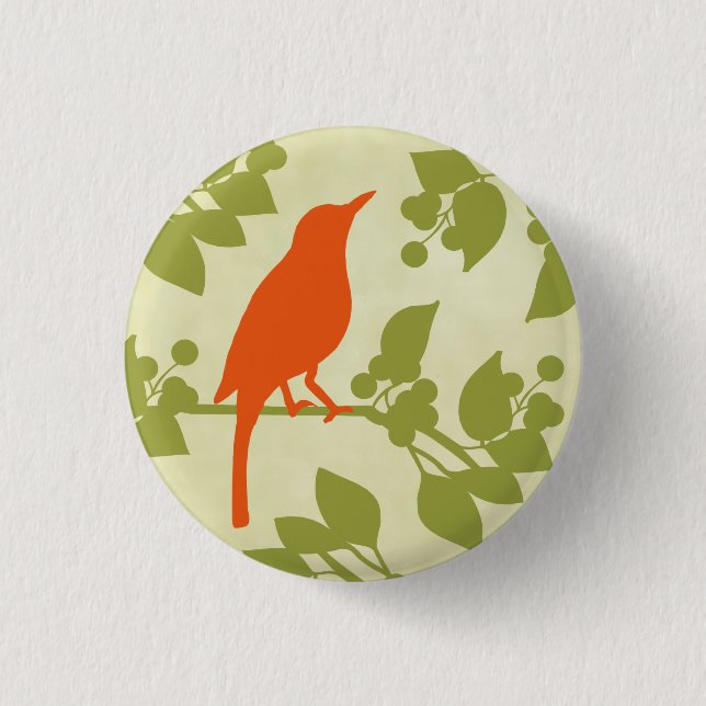 Chapa Redonda De 2,5 Cm Pájaro moderno (Anverso)