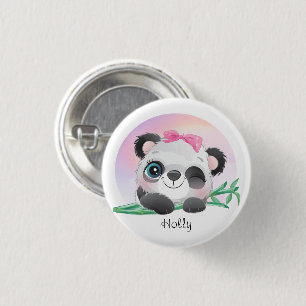 Chapa Redonda De 2,5 Cm Panda Bamboo