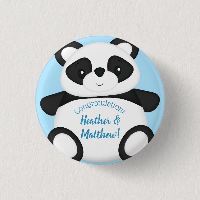 Chapa Redonda De 2,5 Cm Panda Bear Baby Shower (Anverso)