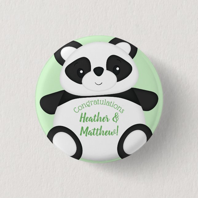 Chapa Redonda De 2,5 Cm Panda Bear Baby Shower (Anverso)
