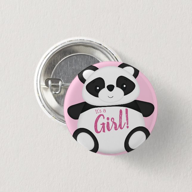 Chapa Redonda De 2,5 Cm Panda Bear Baby Shower (Anverso y reverso)