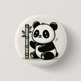 Chapa Redonda De 2,5 Cm Panda Cute Con Arte De Bambú