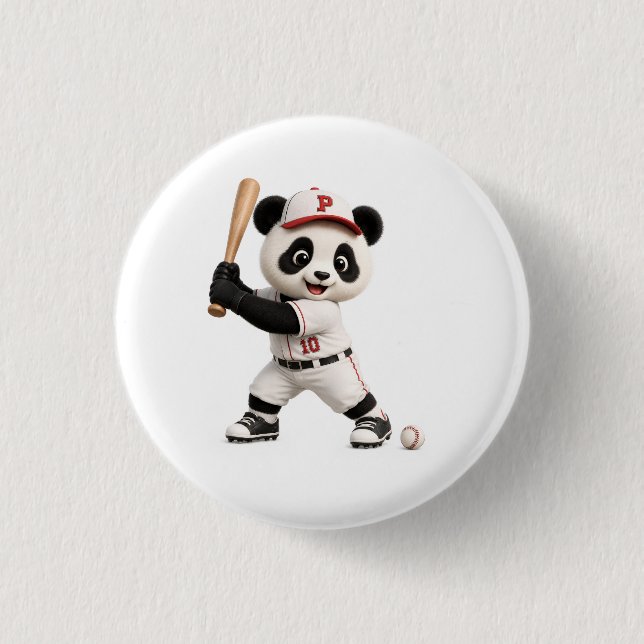Chapa Redonda De 2,5 Cm Panda de béisbol (Anverso)