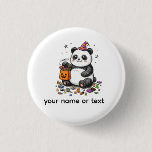 Chapa Redonda De 2,5 Cm Panda de Halloween regordete con barriga de dulces