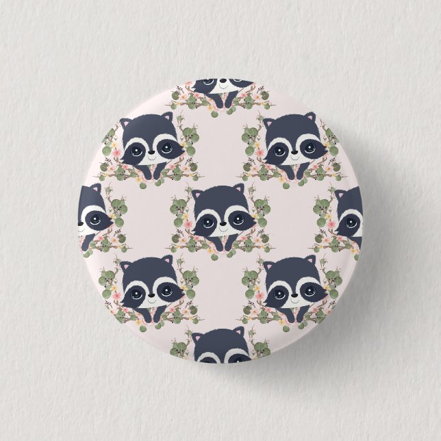 Chapa Redonda De 2,5 Cm Panda Y Tatuaje De Flor (Anverso)