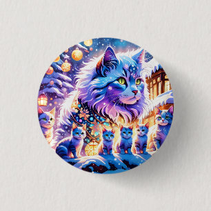 Chapa Redonda De 2,5 Cm Pantalla de gatos de navidades
