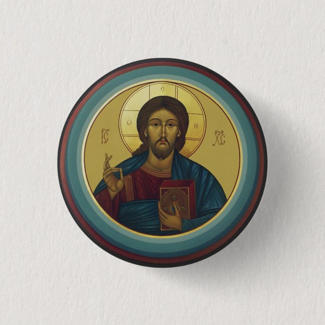 Chapa Redonda De 2,5 Cm Pantocrador de Jesucristo (Anverso)