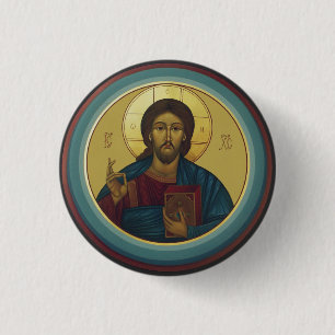 Chapa Redonda De 2,5 Cm Pantocrador de Jesucristo