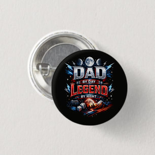Chapa Redonda De 2,5 Cm Papá De Día Leyenda Por La Noche - Epic Gamer Papá