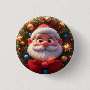 Chapa Redonda De 2,5 Cm Papá Noel de dibujos animados festivos de Navidad