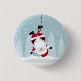 Chapa Redonda De 2,5 Cm Papá Noel divertido colgado boca abajo