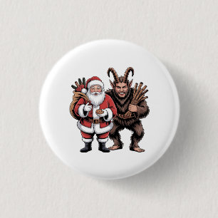 Chapa Redonda De 2,5 Cm Papa Noel Krampus de terror divertido y espeluznan