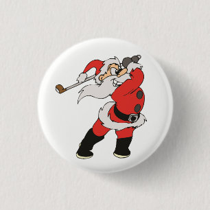 Chapa Redonda De 2,5 Cm Papá Noel que juega a golf