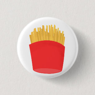 Chapa Redonda De 2,5 Cm Papas Fritas Doradas En Contenedor Rojo