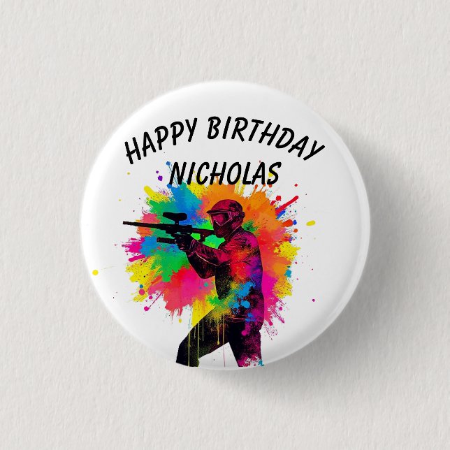 Chapa Redonda De 2,5 Cm Papel de nombre personalizado de cumpleaños (Anverso)