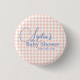 Chapa Redonda De 2,5 Cm Papel pintado de cuadros gingham rosa melocotón pa