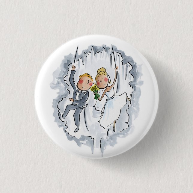 Chapa Redonda De 2,5 Cm Pareja Boda escalada (Anverso)