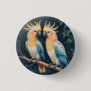 Chapa Redonda De 2,5 Cm Pareja Cockatoo Parrot