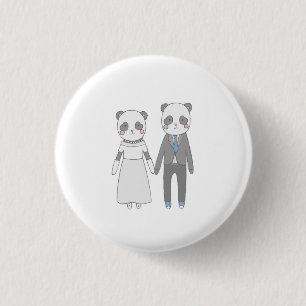 Chapa Redonda De 2,5 Cm Pareja de Boda de Panda Adorable – Novia y Novio K