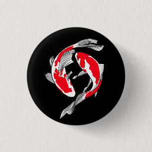 Chapa Redonda De 2,5 Cm Pareja de koi de japones rojos